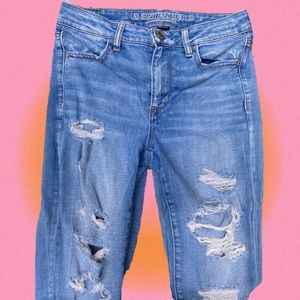 american eagle distressed high rise jegging